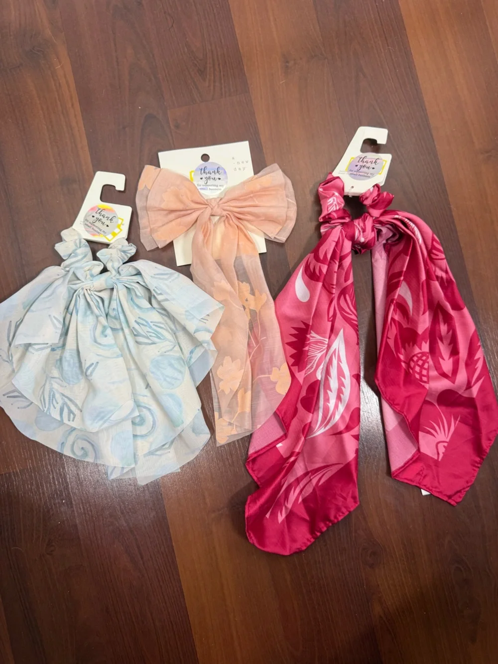 a new day Kids Scarf Scrunchie Trio – Pink, Peach & Light Blue